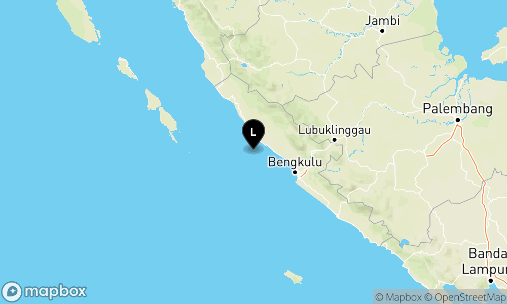 Peta Gempa Pusat gempa berada di laut 63 km Barat Daya Bengkulu Utara