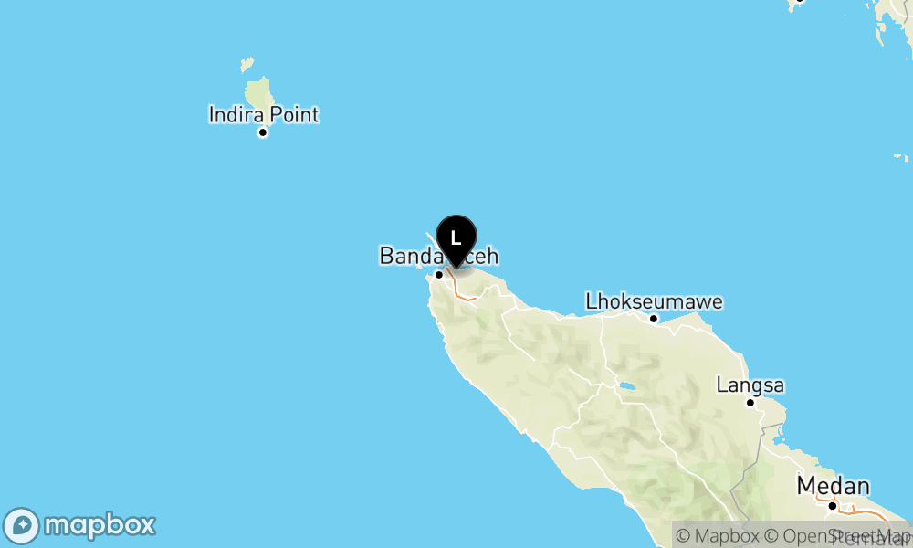 Peta Gempa Pusat gempa berada di darat 38 km barat laut Jantho-Aceh Besar