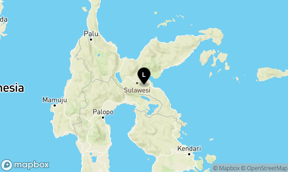 Peta Gempa Pusat gempa berada di darat 50 km timur laut Luwu Timur