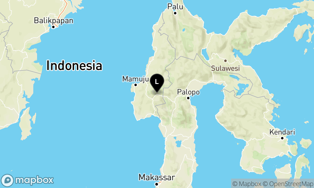 Peta Gempa Pusat gempa berada di darat 10km Timur Laut Mamasa
