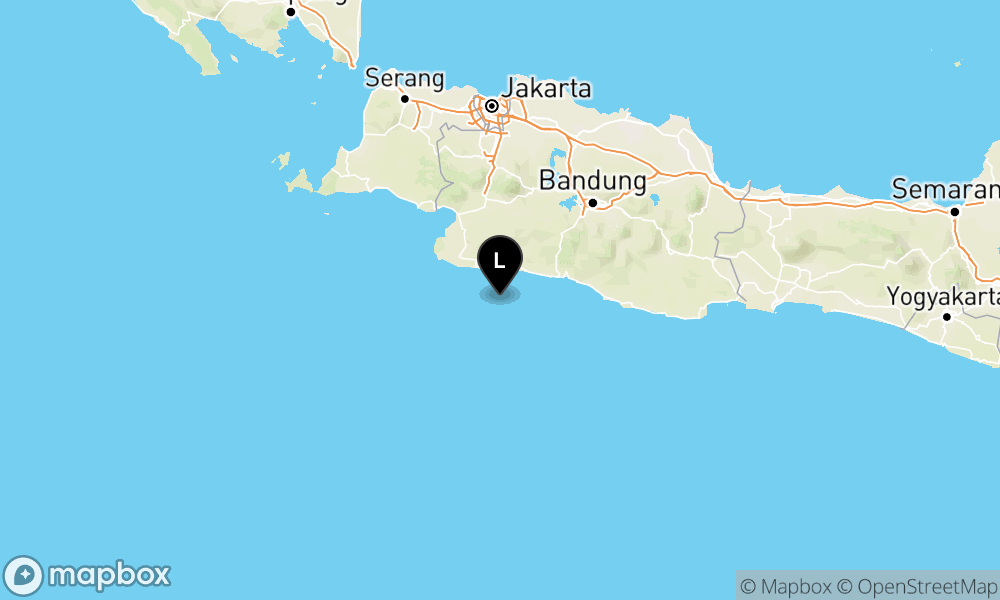 Peta Gempa Pusat gempa berada di laut 83 km barat daya Kota Sukabumi
