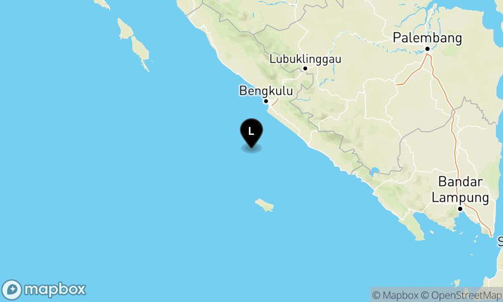 Peta Gempa Pusat gempa berada di laut 80 km baratdaya Seluma