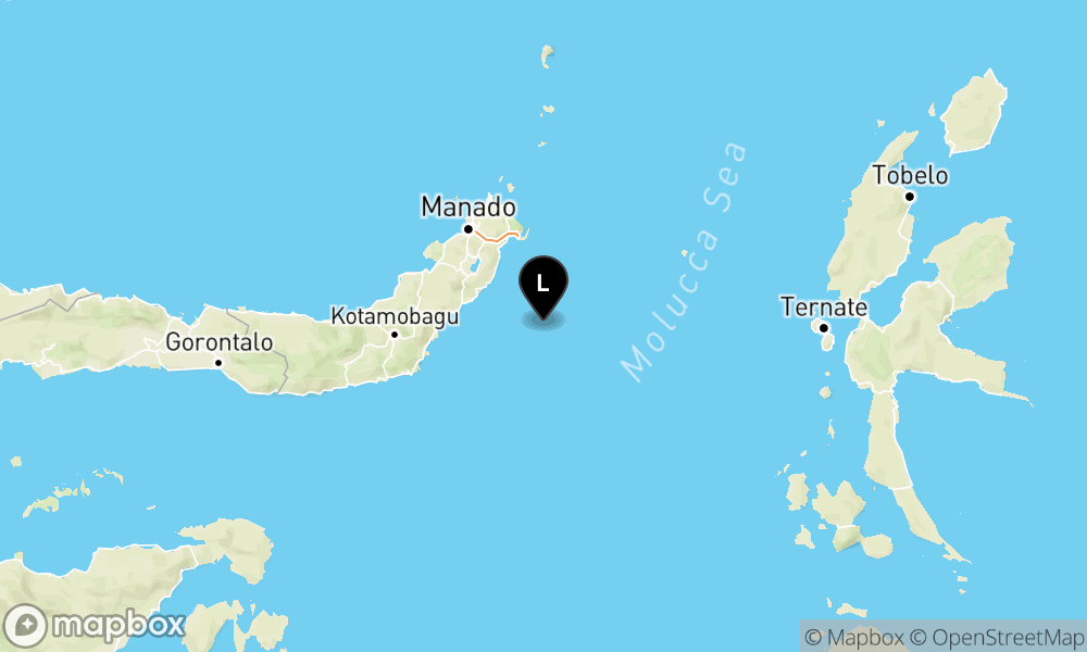 Peta Gempa Pusat gempa berada di laut 70 km tenggara Ratahan-Mitra