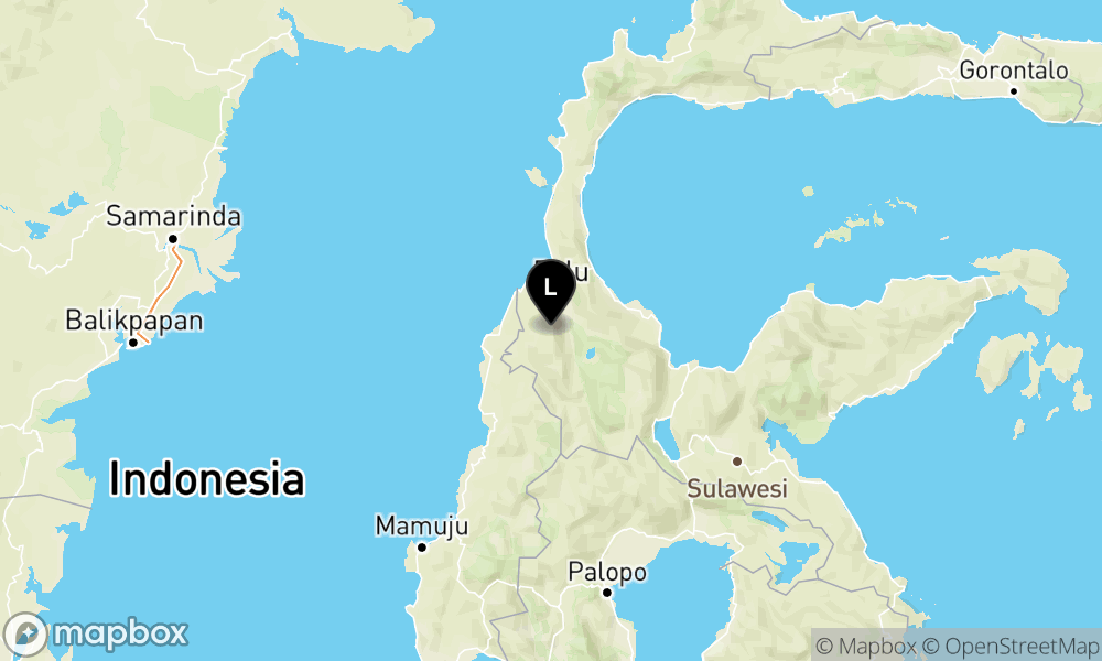 Peta Gempa Pusat gempa berada di darat 29 km Selatan Palu