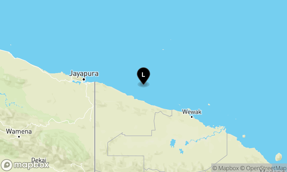 Peta Gempa 170 km BaratLaut WEWAK-PNG
