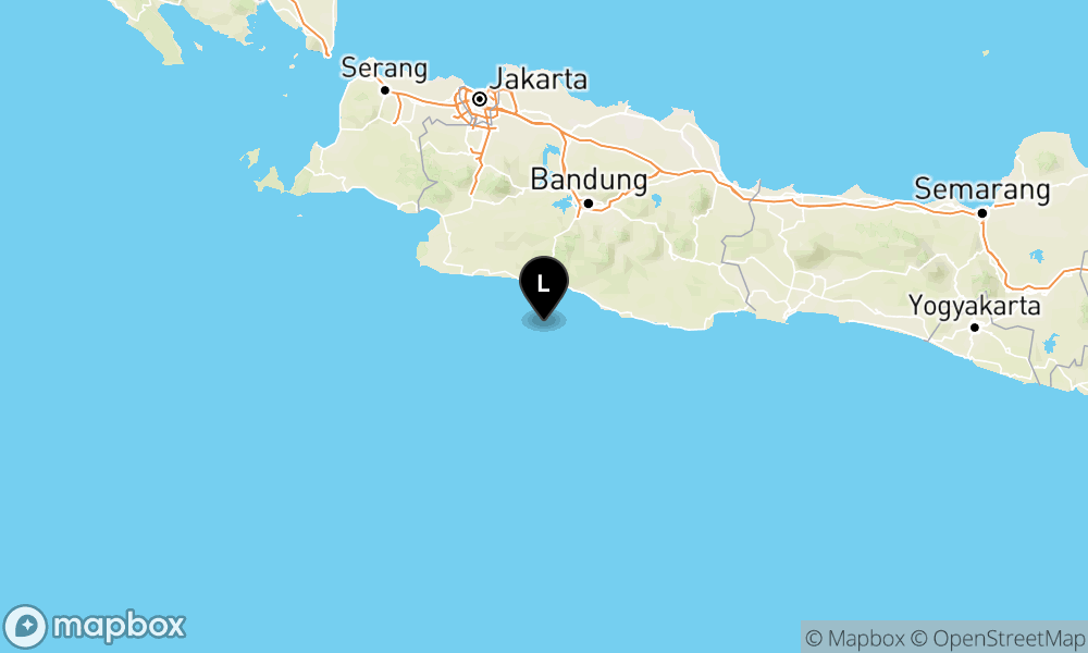 Peta Gempa Pusat gempa berada di laut 89 km BaratDaya Kab Bandung