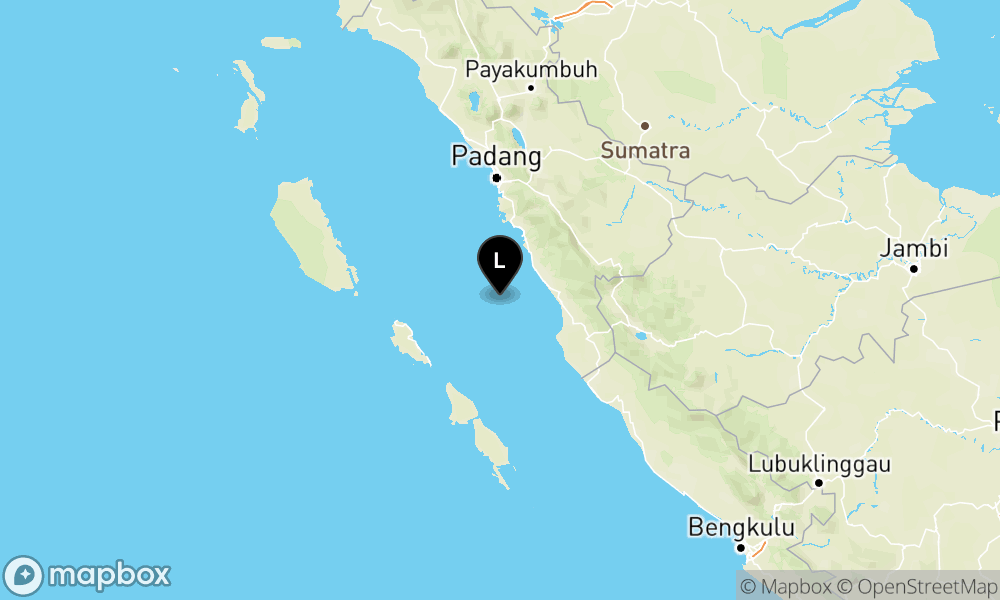 Peta Gempa Pusat gempa berada di laut 57 km BaratLaut Pesisir Selatan, Sumatera Barat