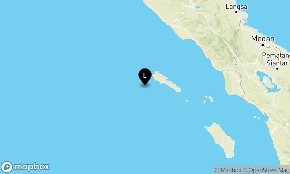 Peta Gempa Pusat gempa berada di Laut 94 Km barat daya Sinabang