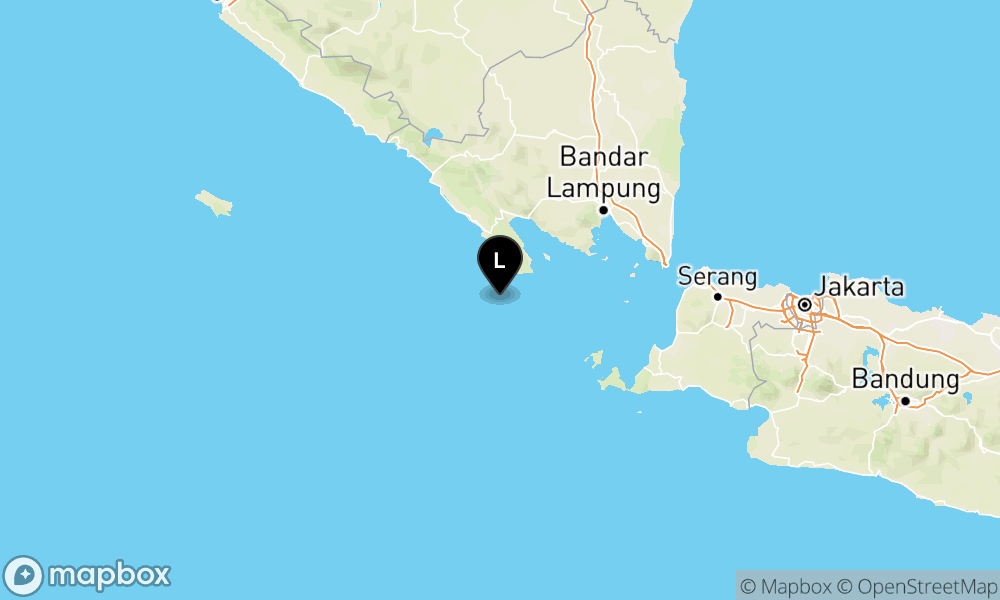Peta Gempa Pusat gempa berada di laut 77 km baratdaya Tanggamus