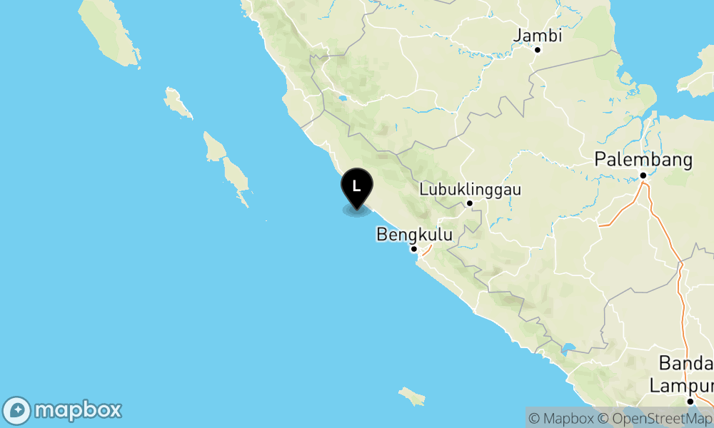 Peta Gempa Pusat gempa berada di laut 61 km Barat Laut Bengkulu Utara