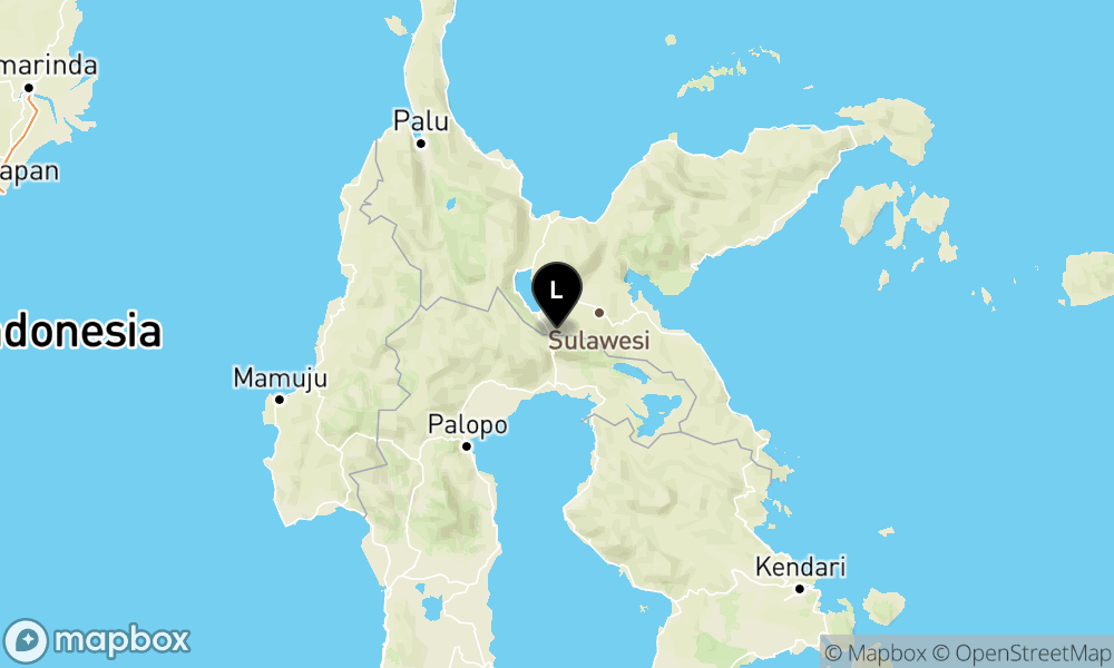 Peta Gempa Pusat gempa berada di darat 56 km baratlaut Luwu Timur