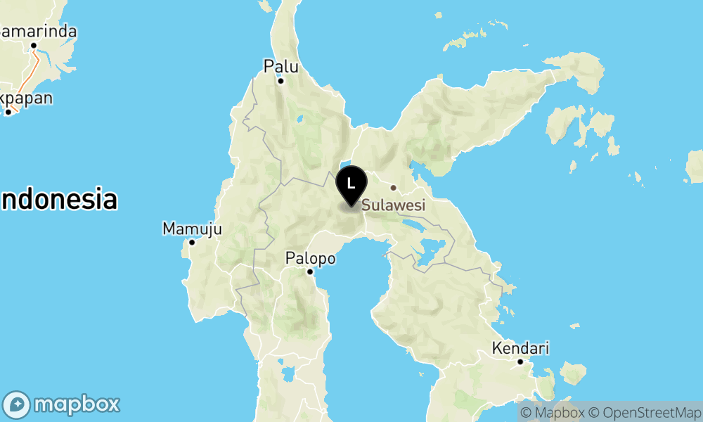 Peta Gempa Pusat gempa berada di darat 64 km barat laut Luwu Timur