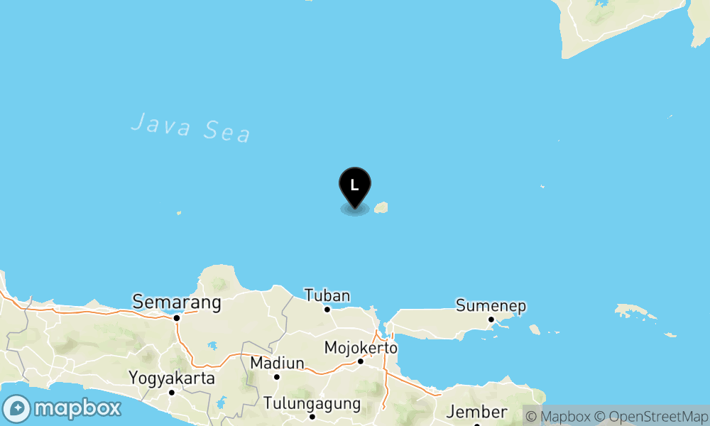 Peta Gempa Pusat gempa berada di laut 122 km timur laut Tuban
