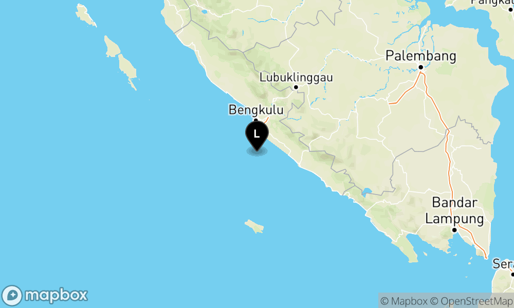 Peta Gempa Pusat gempa berada di laut 41 km barat daya Seluma