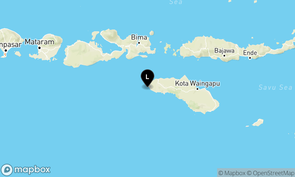 Peta Gempa Pusat gempa berada di laut 6 km barat daya Kodi- Sumba Barat Daya