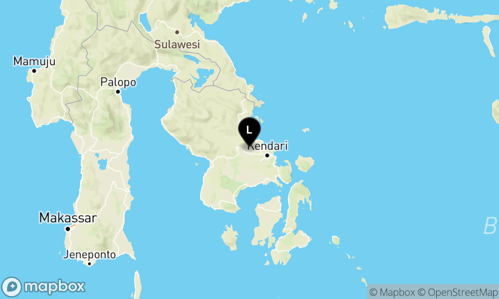 Peta Gempa Pusat gempa berada di darat 2.1 km Tenggara Kab. Konawe