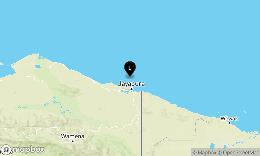 Peta Gempa Pusat gempa berada di laut 39 km barat laut Kota Jayapura