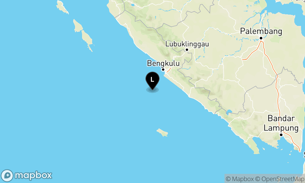 Peta Gempa Pusat gempa berada di laut 72 km BaratDaya Seluma