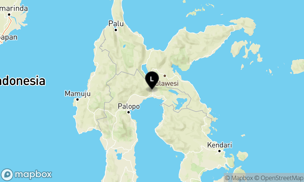 Peta Gempa Pusat gempa berada di darat 44 km barat laut Luwutimur