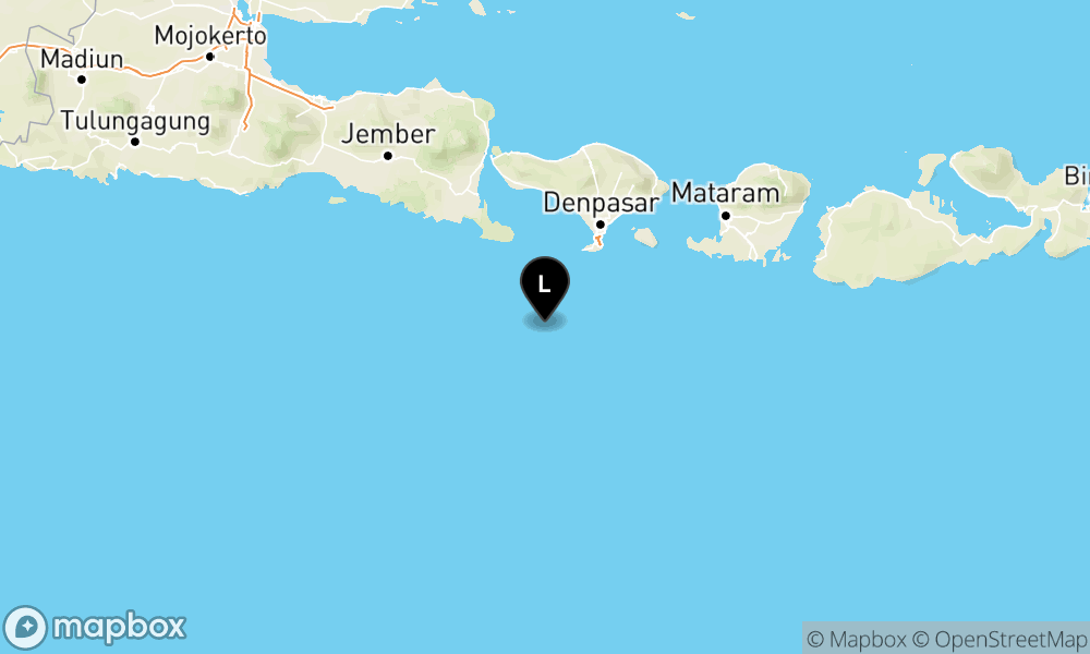 Peta Gempa Pusat gempa berada di laut 78 km Baratdaya Kuta Selatan