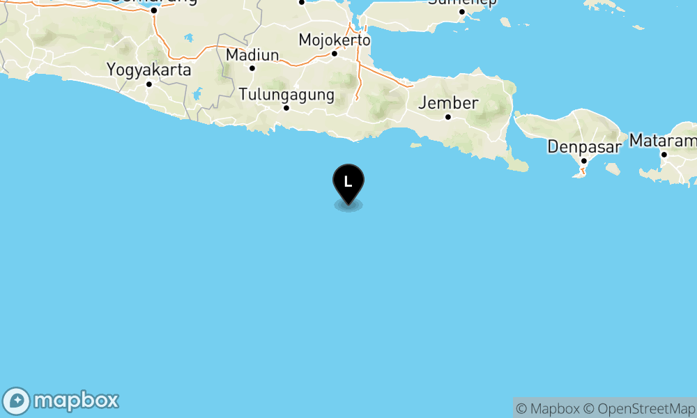 Peta Gempa Pusat gempa berada di laut 115 km Tenggara Kab. Malang