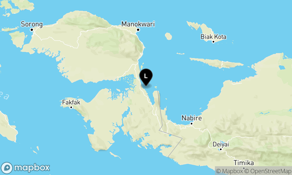 Peta Gempa Pusat gempa berada di darat 43 km BaratLaut Teluk Wondama