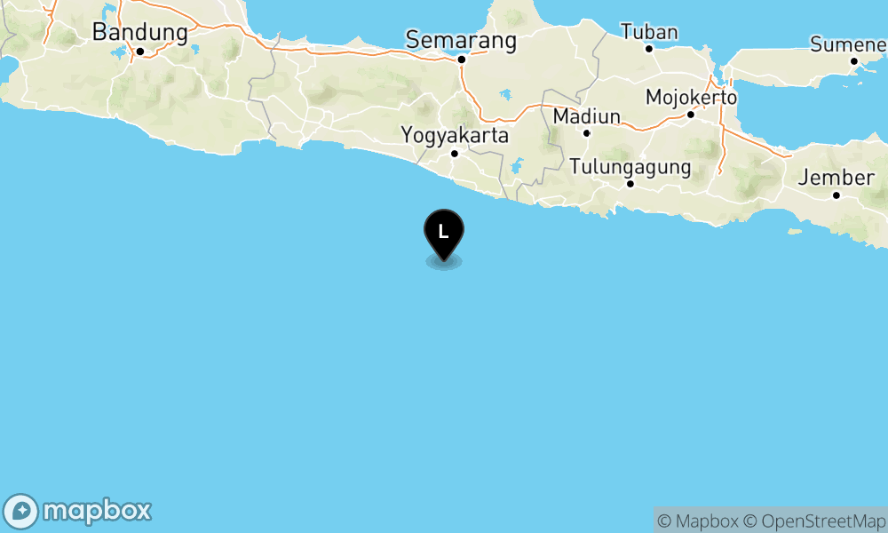 Peta Gempa 95 km BaratDaya GUNUNGKIDUL-DIY