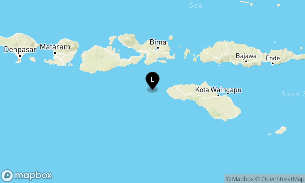 Peta Gempa Pusat gempa berada di laut 44 km barat laut Kodi