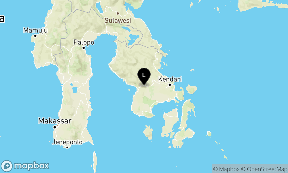 Peta Gempa Pusat gempa berada di darat 4.4 tenggara Lalolae, Kab. Kolaka Timur