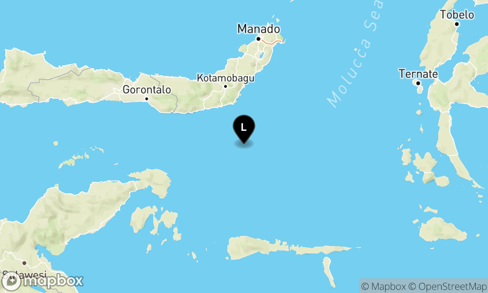 Peta Gempa 95 km Tenggara BOLAANGUKI-BOLSEL-SULUT