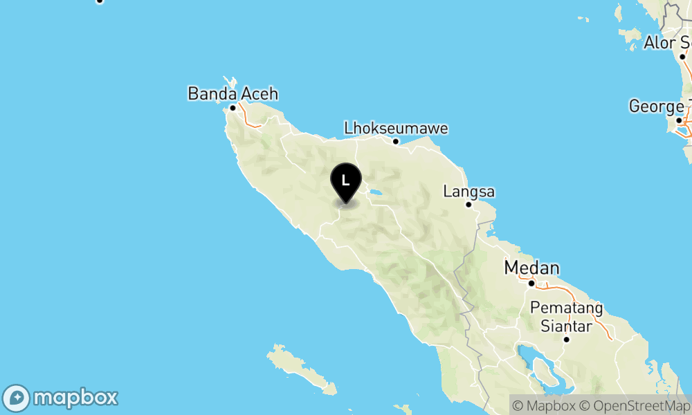 Peta Gempa Pusat gempa berada di darat 35 km barat daya Takengon-Aceh Tengah