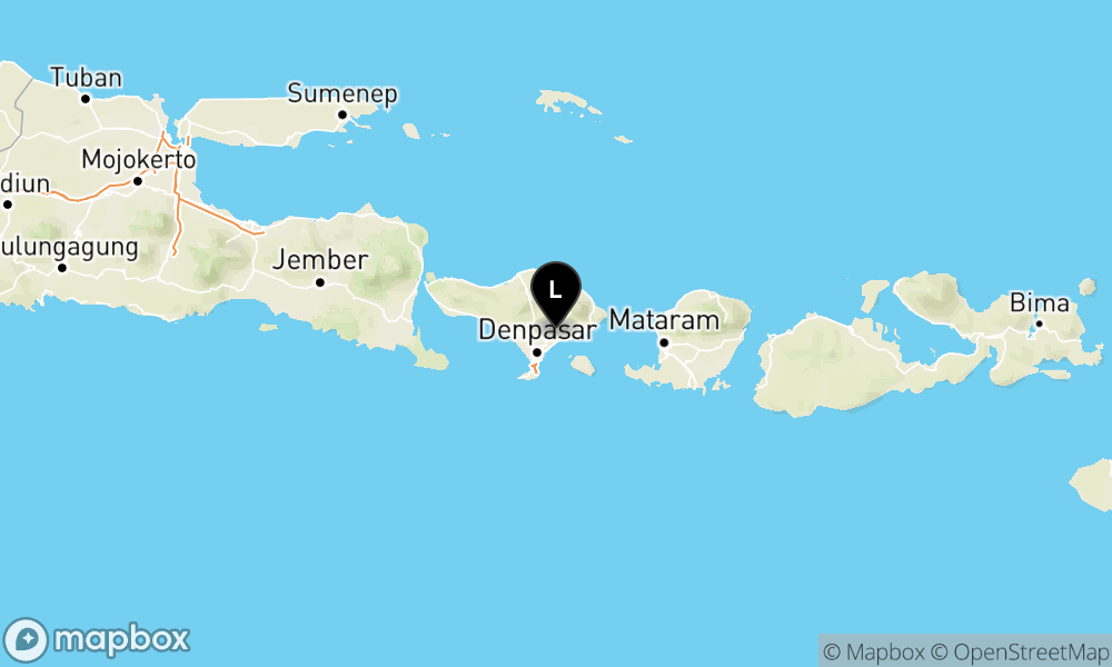 Peta Gempa Pusat gempa berada di darat, 2 km timur laut Gianyar