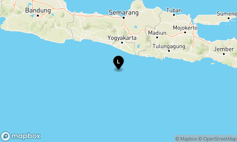 Peta Gempa Pusat gempa berada di laut 90 km barat daya Gunungkidul