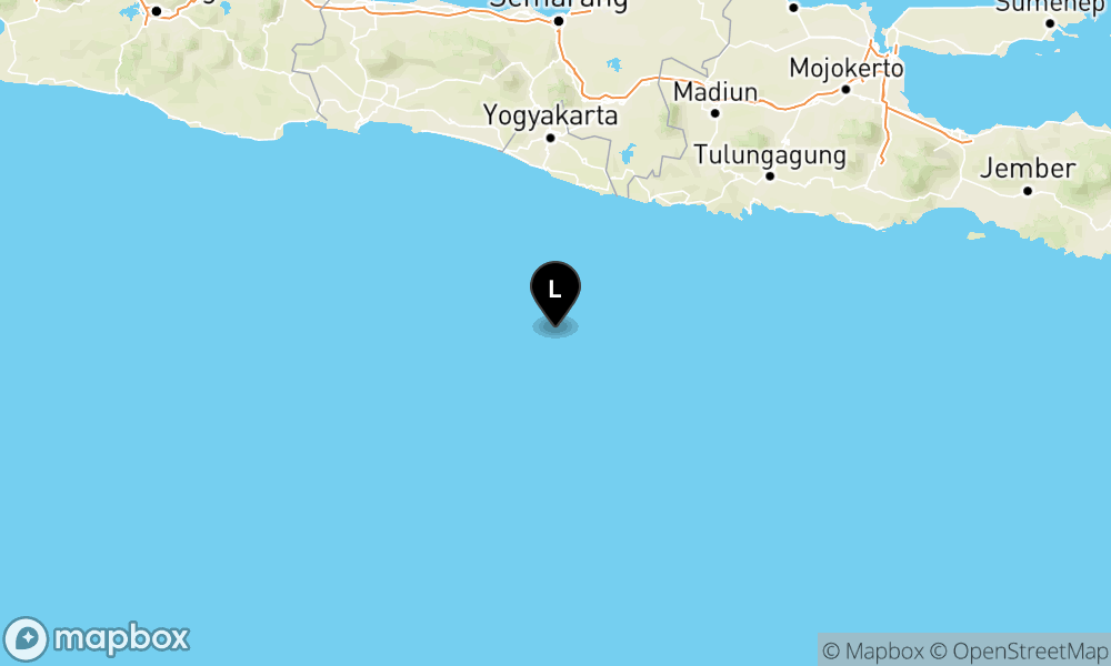 Peta Gempa Pusat gempa berada di laut 130 km baratdaya Gunungkidul