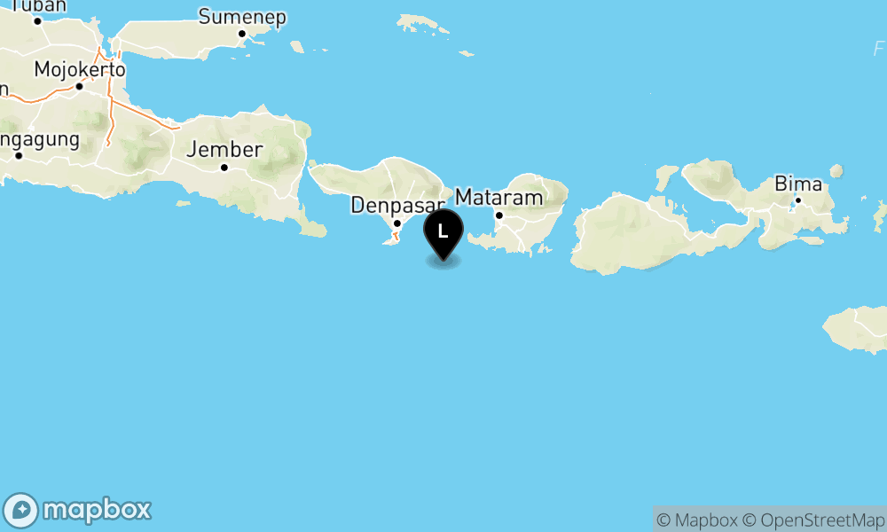 Peta Gempa Pusat gempa berada di laut 50 km tenggara Kuta Selatan