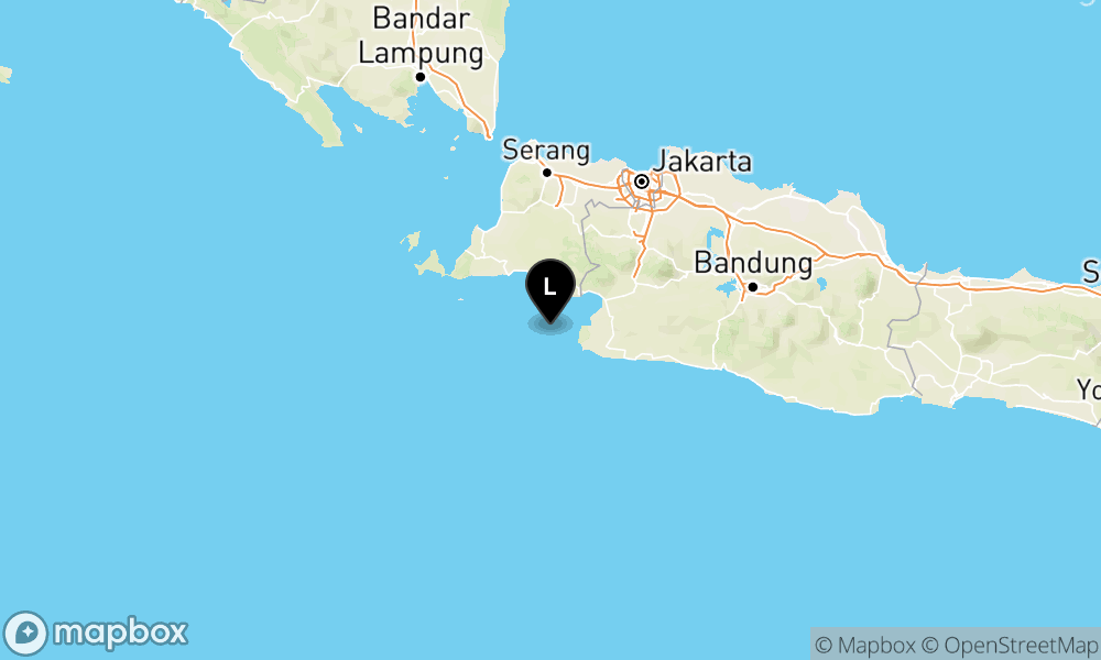 Peta Gempa Pusat gempa berada di laut 33 km barat daya Bayah