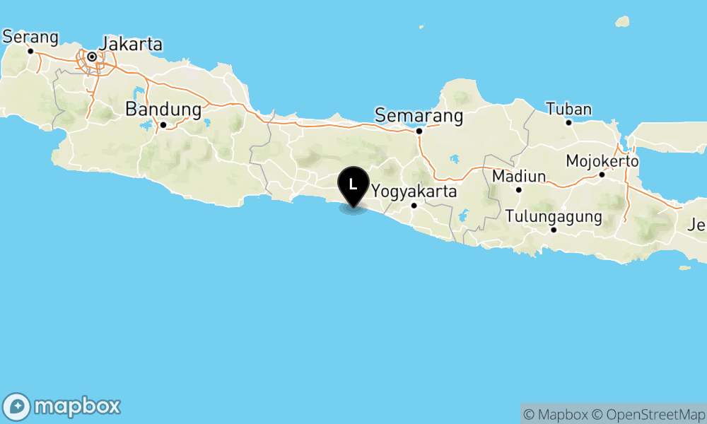 Peta Gempa Pusat gempa berada di laut 23 km Tenggara Kebumen