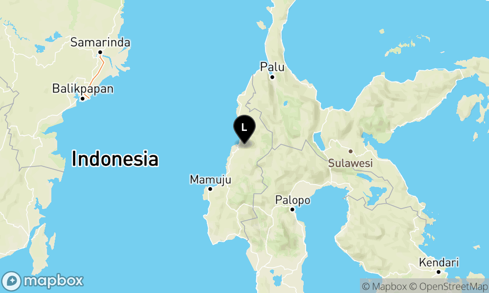 Peta Gempa Pusat gempa berada di darat 11 km baratlaut Mamuju Tengah
