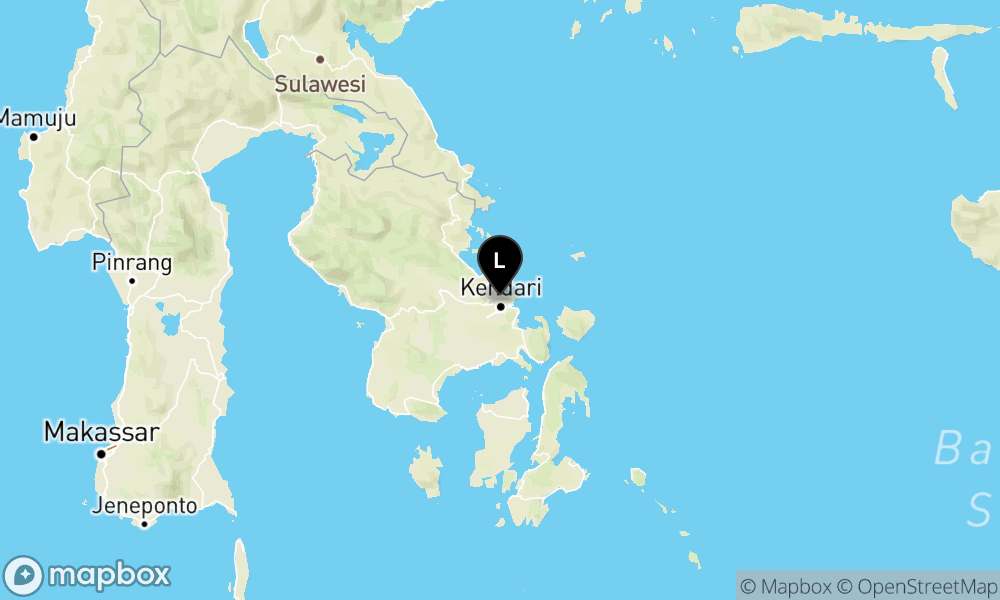 Peta Gempa Pusat gempa berada di darat 0.7 km TimurLaut Mandonga, Kota Kendari