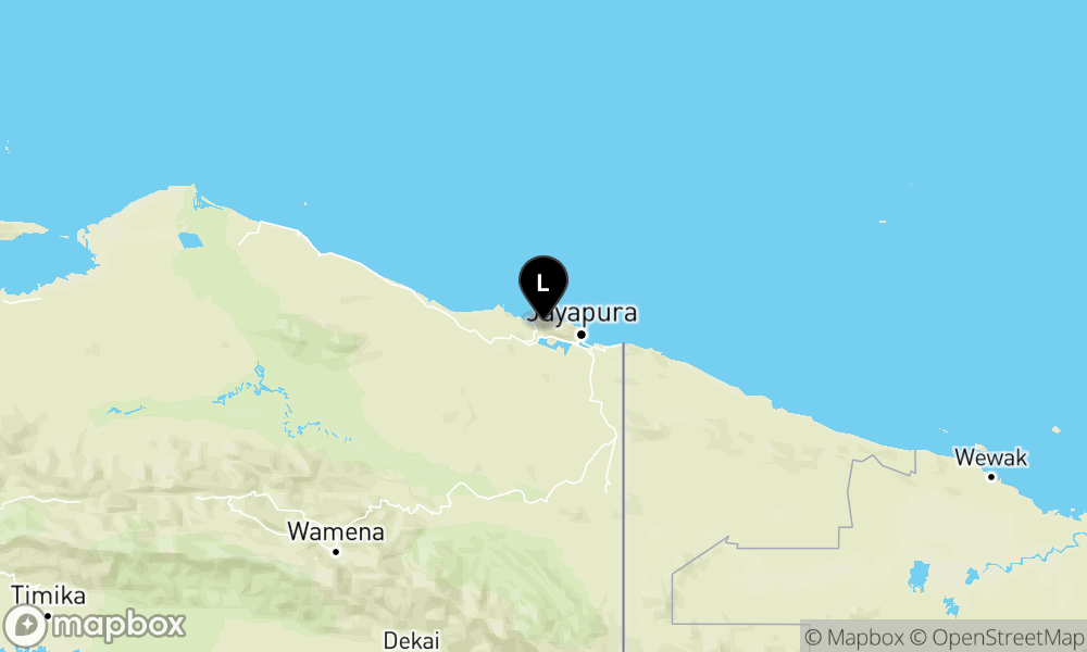 Peta Gempa Pusat gempa berada di darat 12 km timurlaut Kab. Jayapura