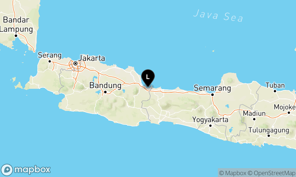Peta Gempa Pusat gempa berada di darat 23 km tenggara Kota Cirebon