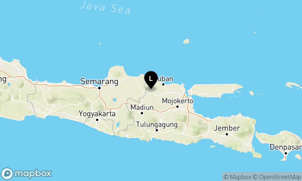 Peta Gempa Pusat gempa berada di darat 18 km baratlaut Bojonegoro