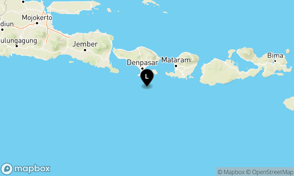 Peta Gempa Pusat gempa berada di laut 42 km tenggara Kuta Selatan