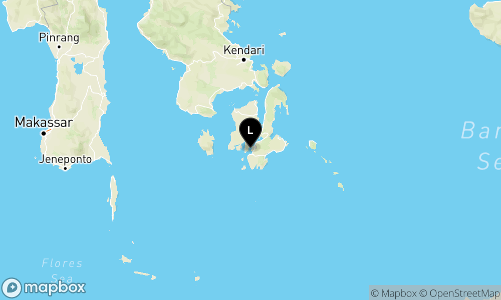 Peta Gempa Pusat gempa berada di darat 1.4 km BaratDaya Kota Baubau