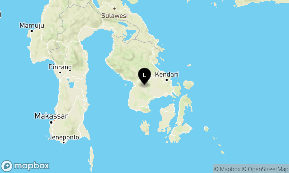 Peta Gempa Pusat gempa berada di darat 19 km BaratDaya Kolaka Timur