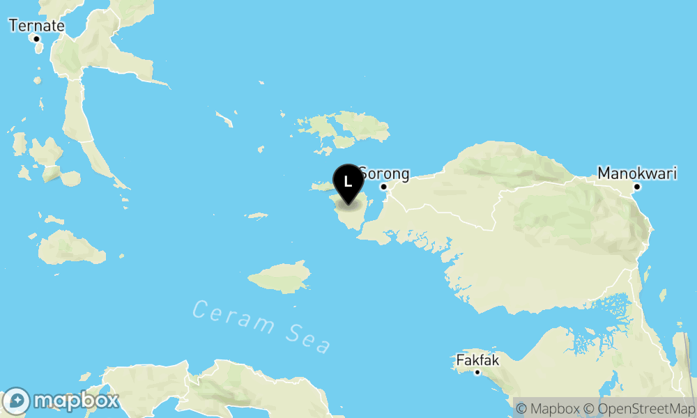 Peta Gempa Pusat gempa berada di darat 58 km barat daya Kab. Sorong