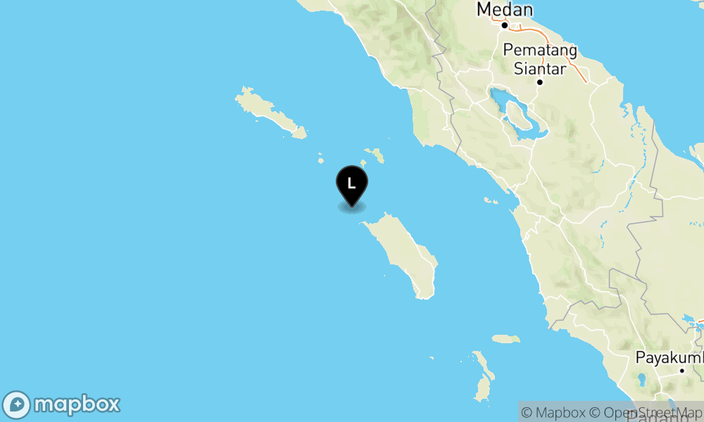 Peta Gempa Pusat gempa berada di laut 42 km barat laut Nias Utara
