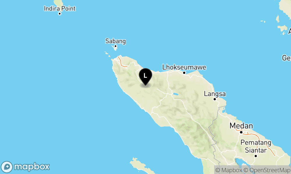 Peta Gempa Pusat gempa berada di darat 27 km barat daya Kab. Pidie Jaya