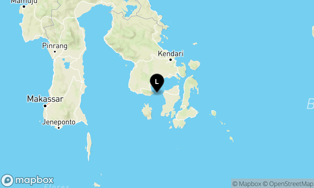 Peta Gempa Pusat gempa berada di Laut 7 km Tenggara Kab.Bombana