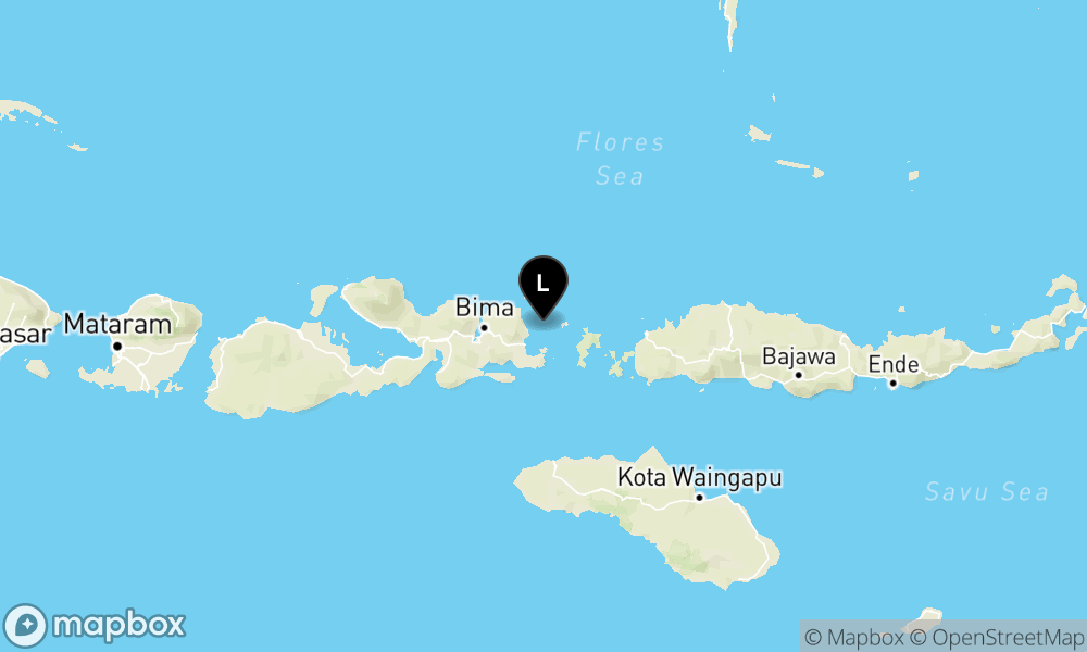 Peta Gempa Pusat gempa berada di laut 44 km timur laut Kota Bima